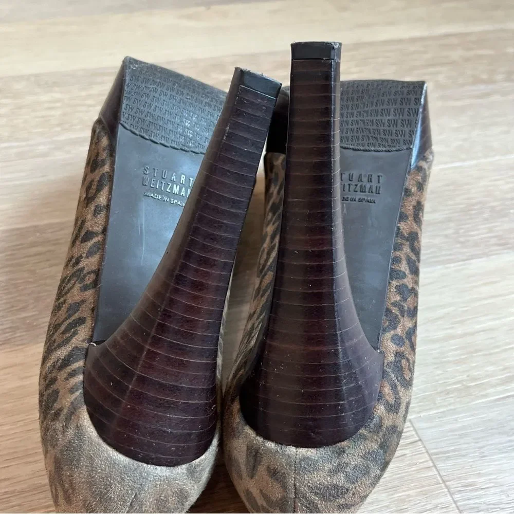 Stuart Weitzman Casstilts Leopard Suede Platform Pumps size 9